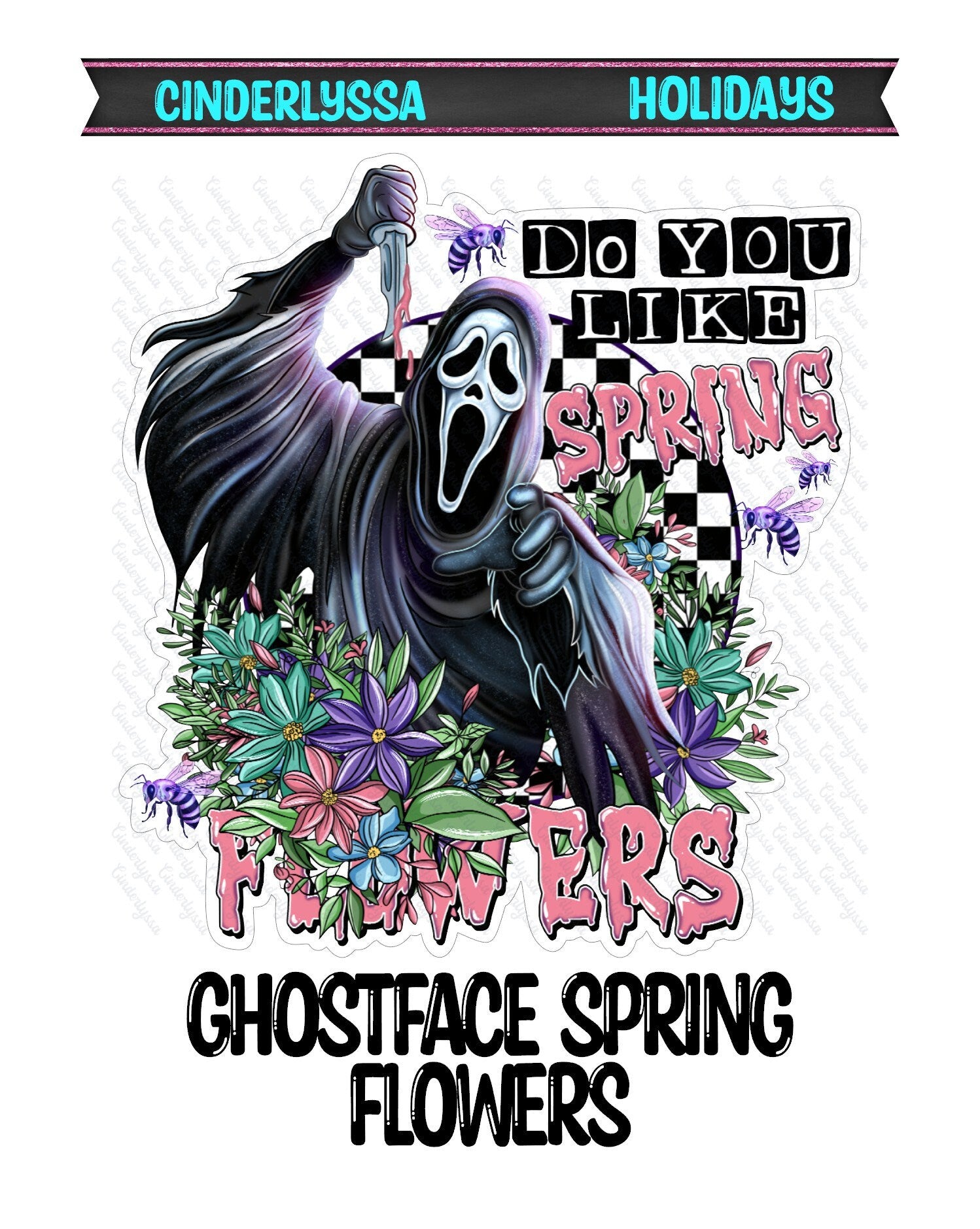 Ghostface Spring Flowers: Scary Movies Silicone Mold, Aroma Bead Molds, Car Freshener Mold, Premium Cardstock Images