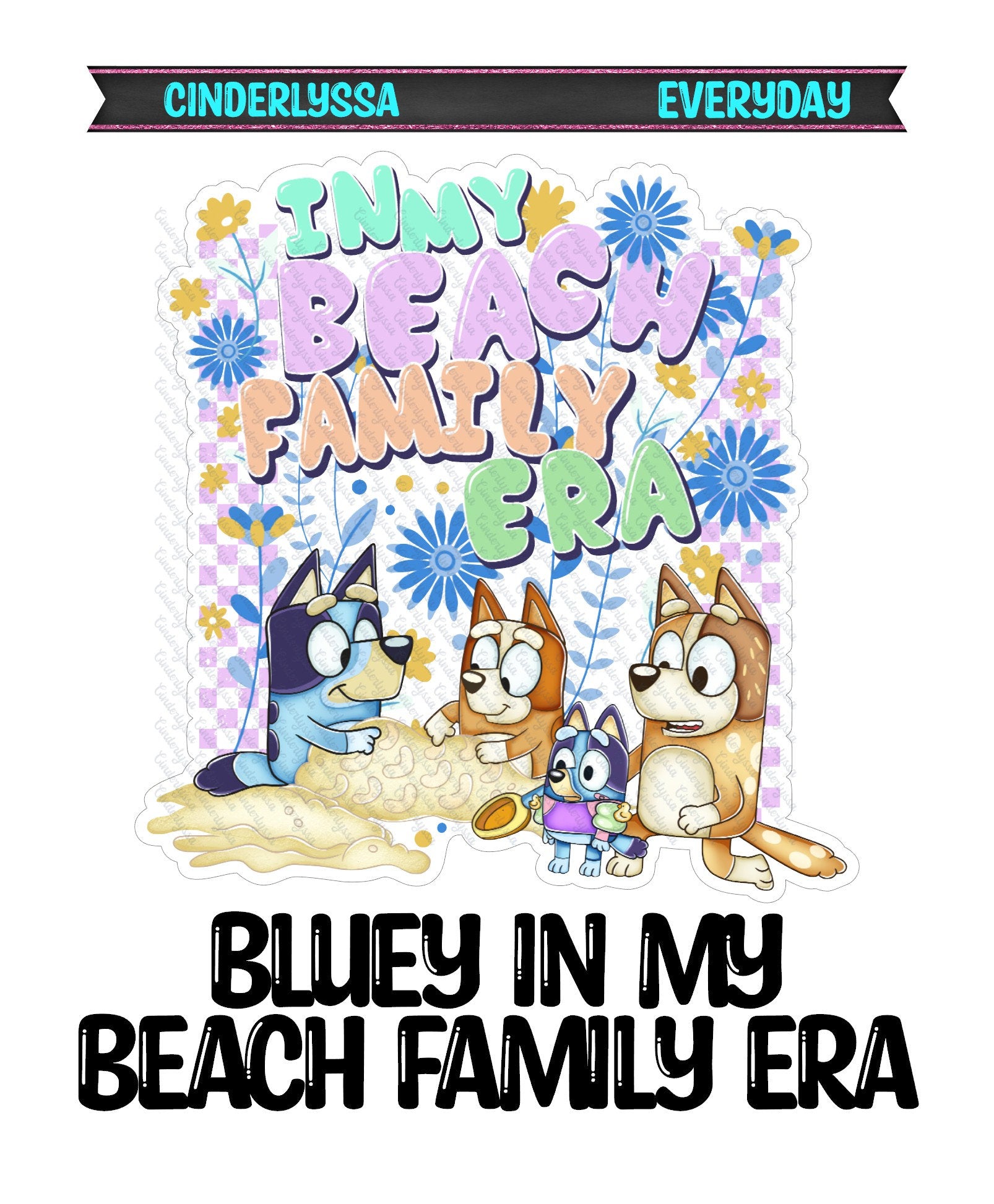 Bluey In My Beach Family Era for Silicone Mold, Aroma Bead Molds, Car Freshener Mold, Premium Cardstock Images